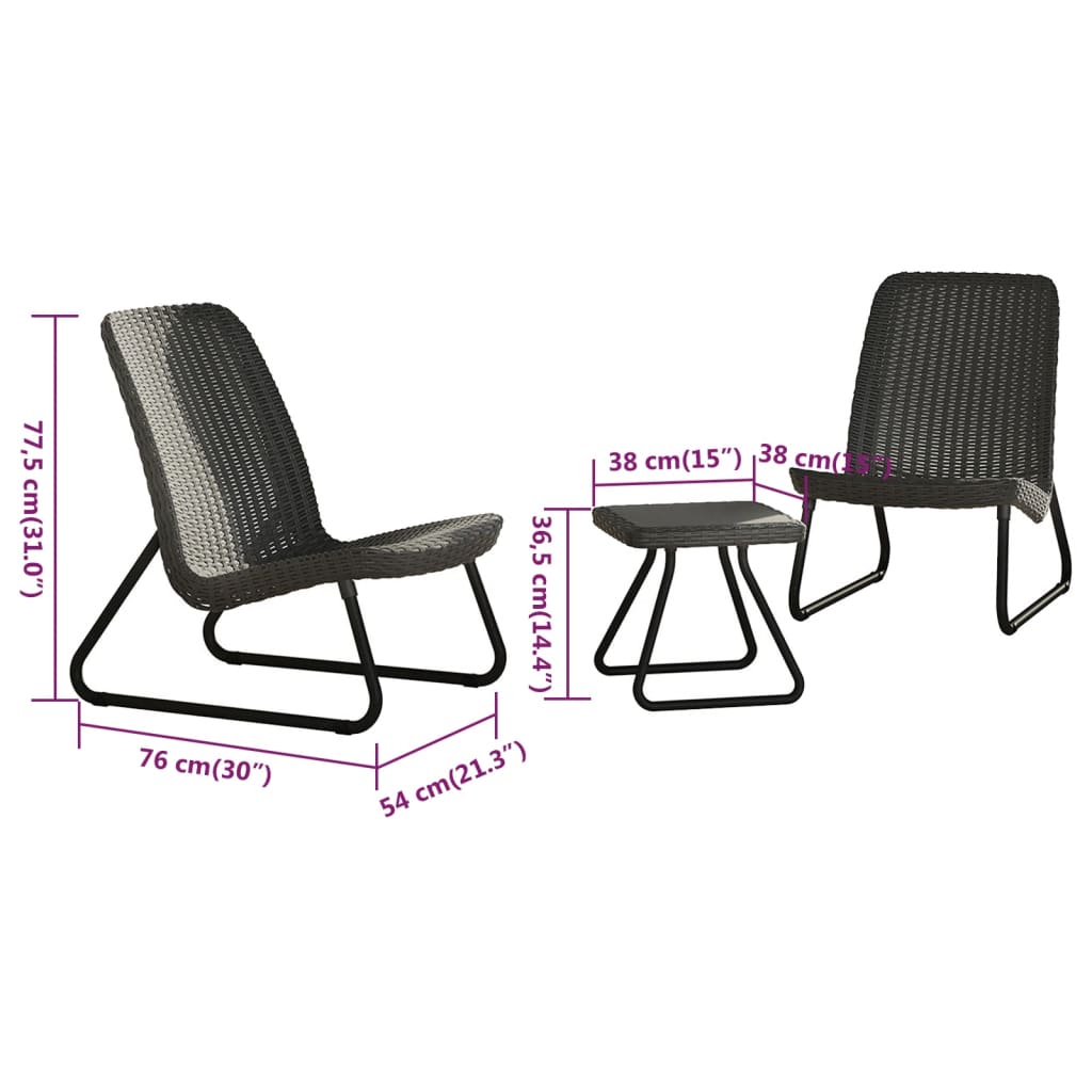Rio Modern Patio Furniture Set - 3 Pieces
