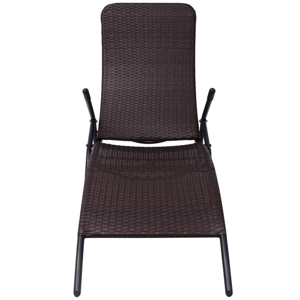Folding Sun Lounger in Poly Rattan