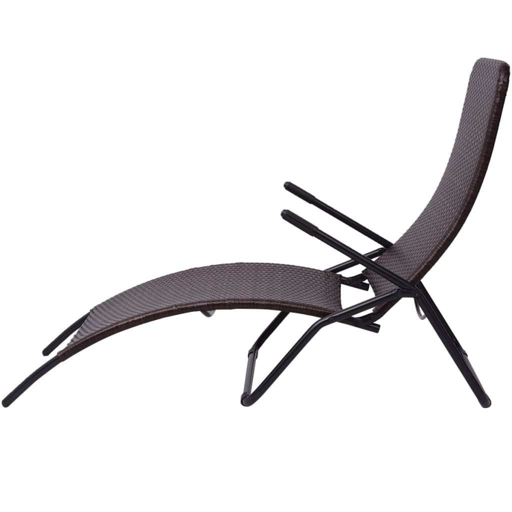 Folding Sun Lounger in Poly Rattan