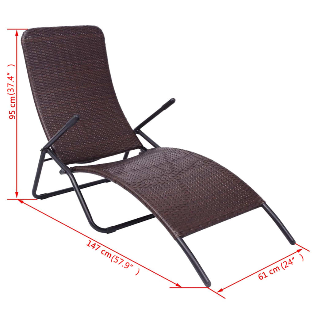 Folding Sun Lounger in Poly Rattan