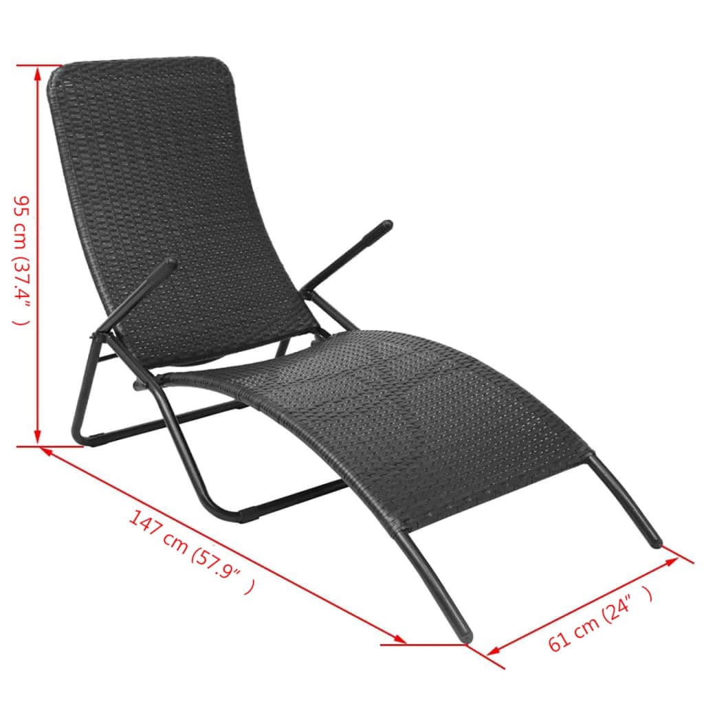 Folding Sun Lounger in Poly Rattan