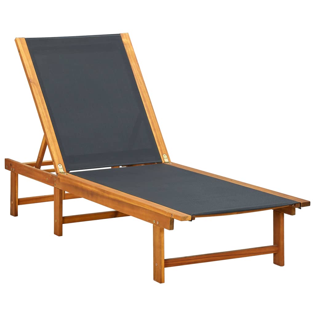 Solid Acacia Wood Sun Lounger with Table
