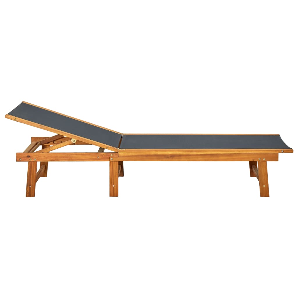 Solid Acacia Wood Sun Lounger with Table