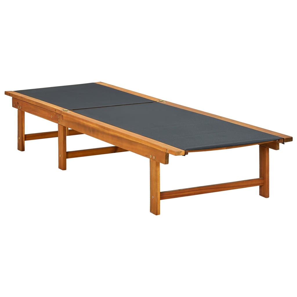 Solid Acacia Wood Sun Lounger with Table