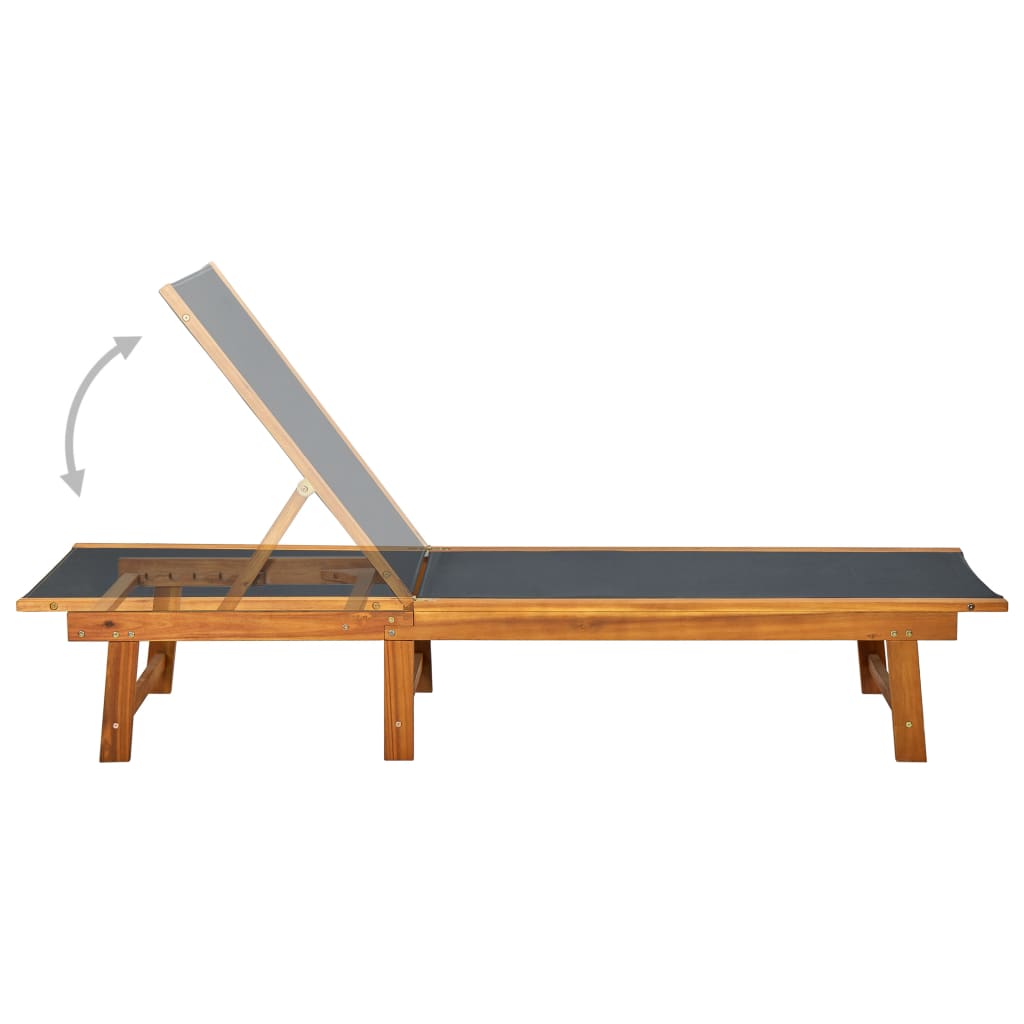 Solid Acacia Wood Sun Lounger with Table