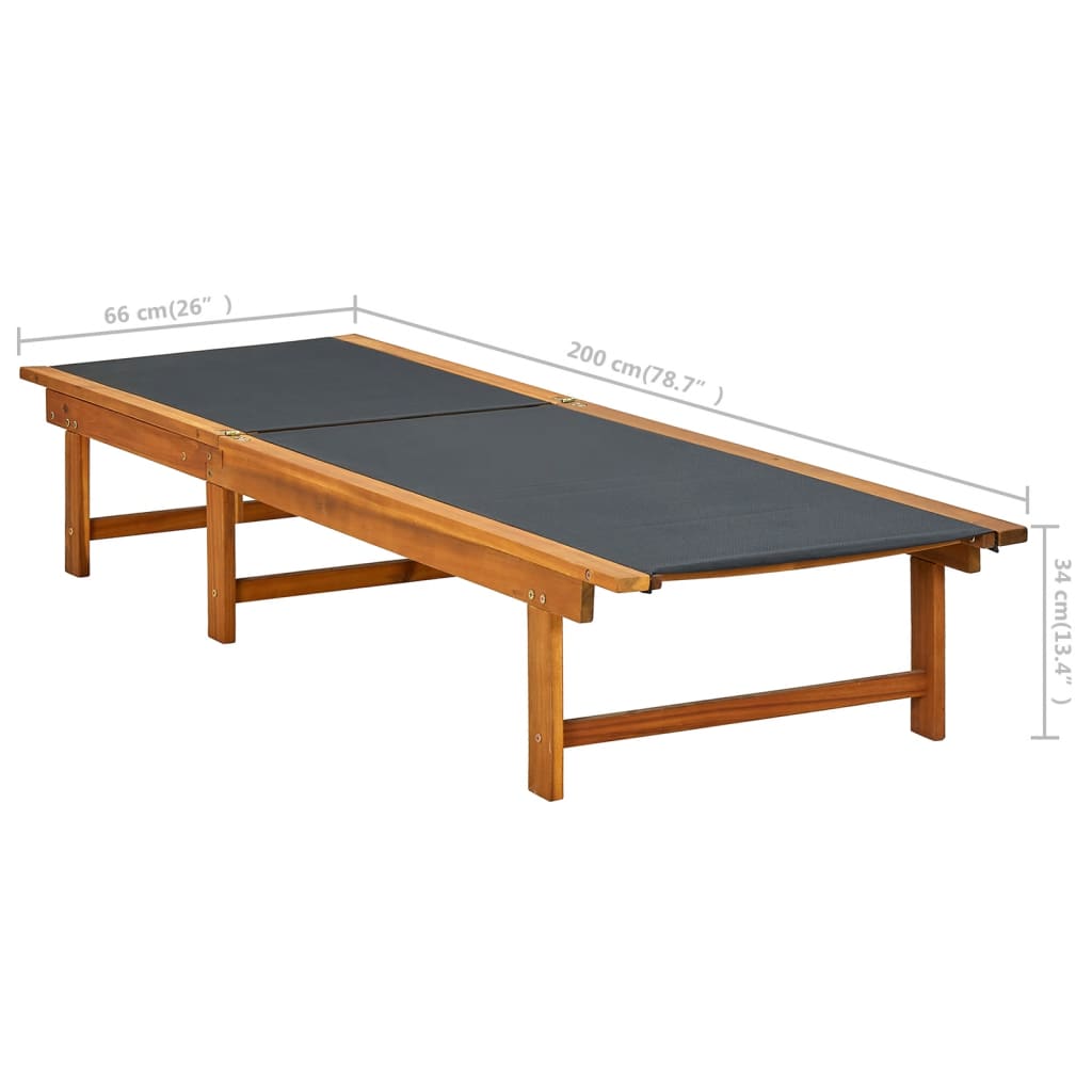 Solid Acacia Wood Sun Lounger with Table