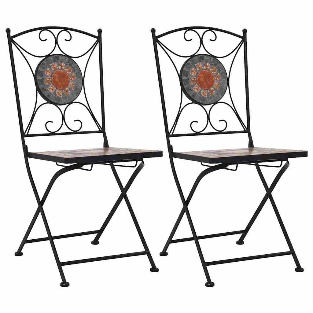 Mosaic Tile Bistro Chairs in Orange/Grey - 2 pcs