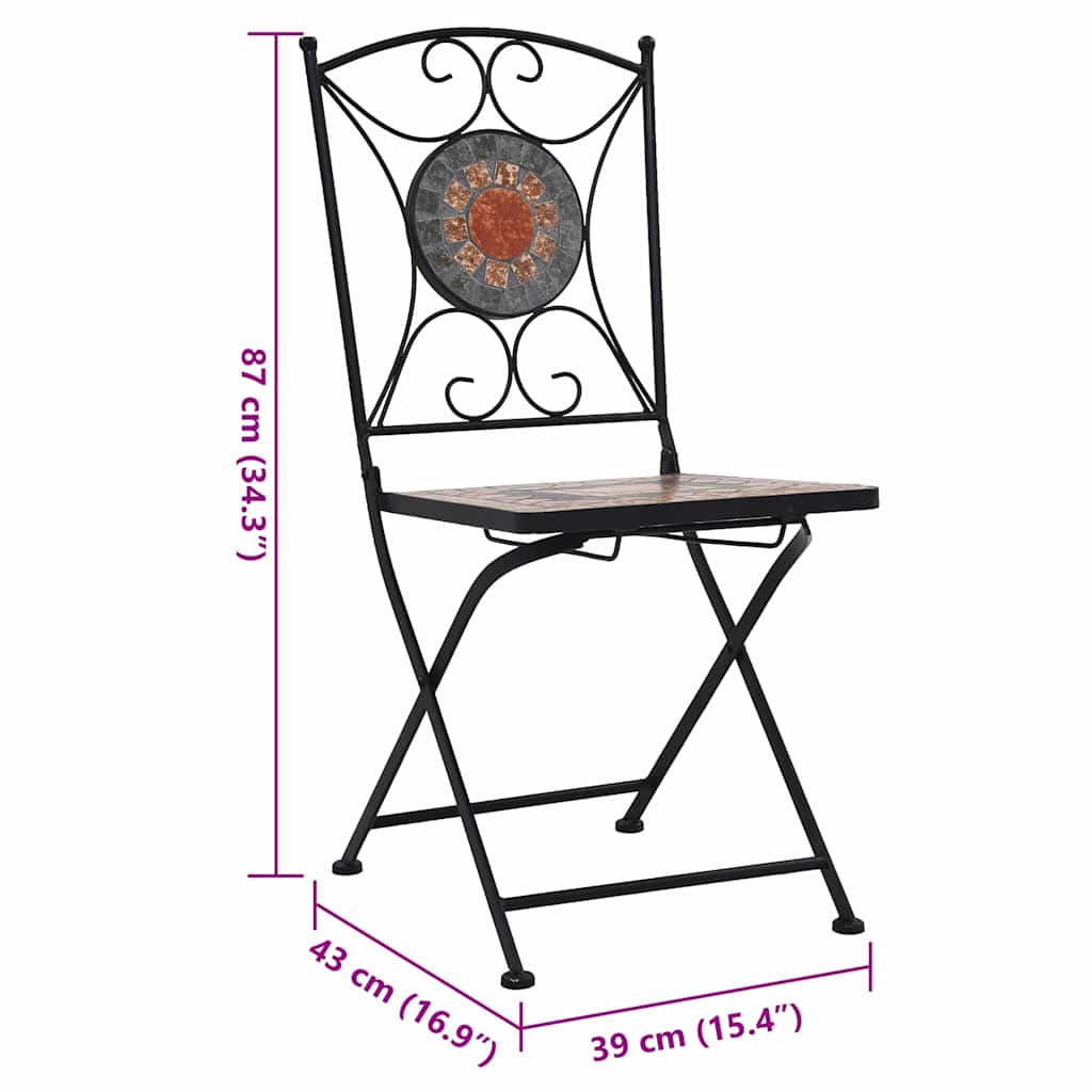 Mosaic Tile Bistro Chairs in Orange/Grey - 2 pcs