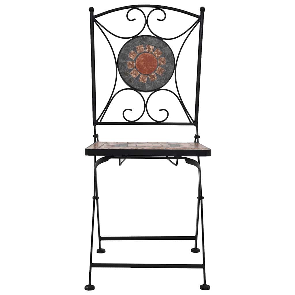 Mosaic Tile Bistro Chairs in Orange/Grey - 2 pcs