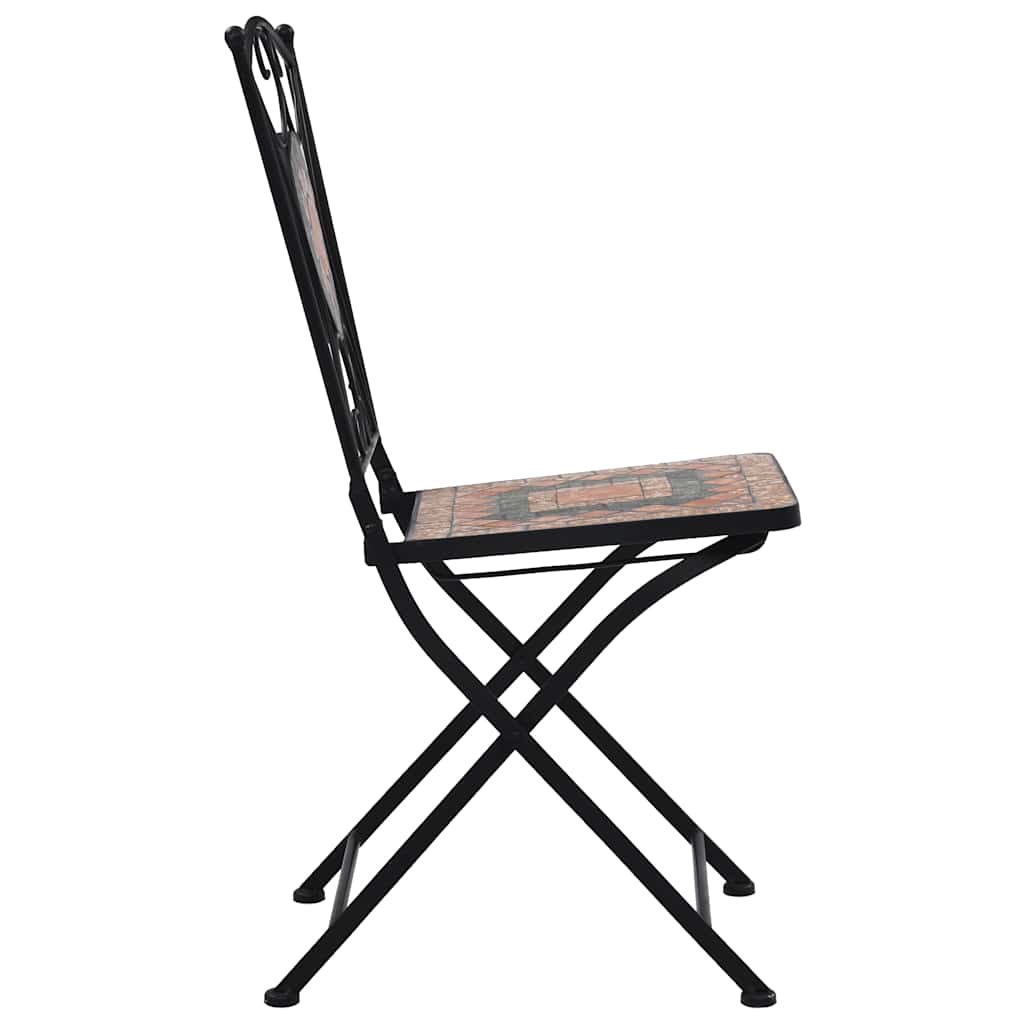 Mosaic Tile Bistro Chairs in Orange/Grey - 2 pcs