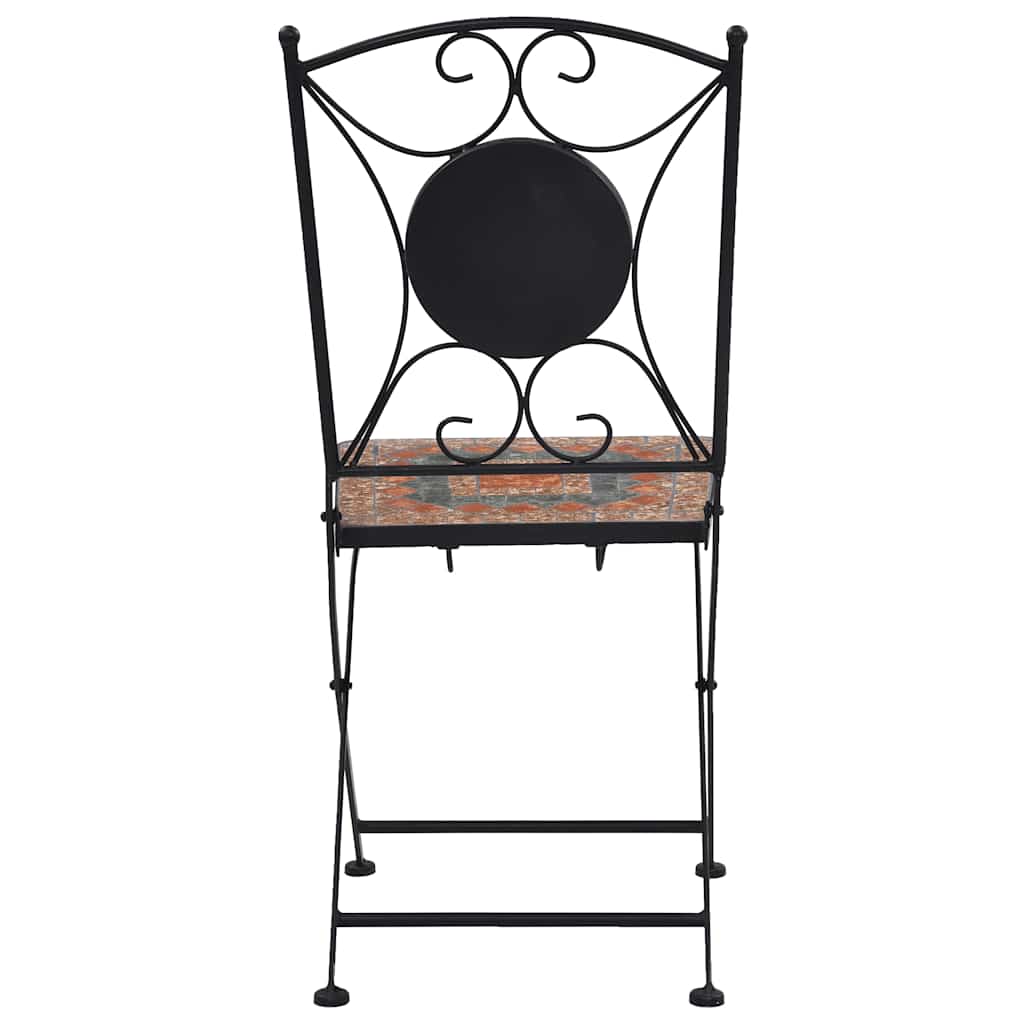 Mosaic Tile Bistro Chairs in Orange/Grey - 2 pcs