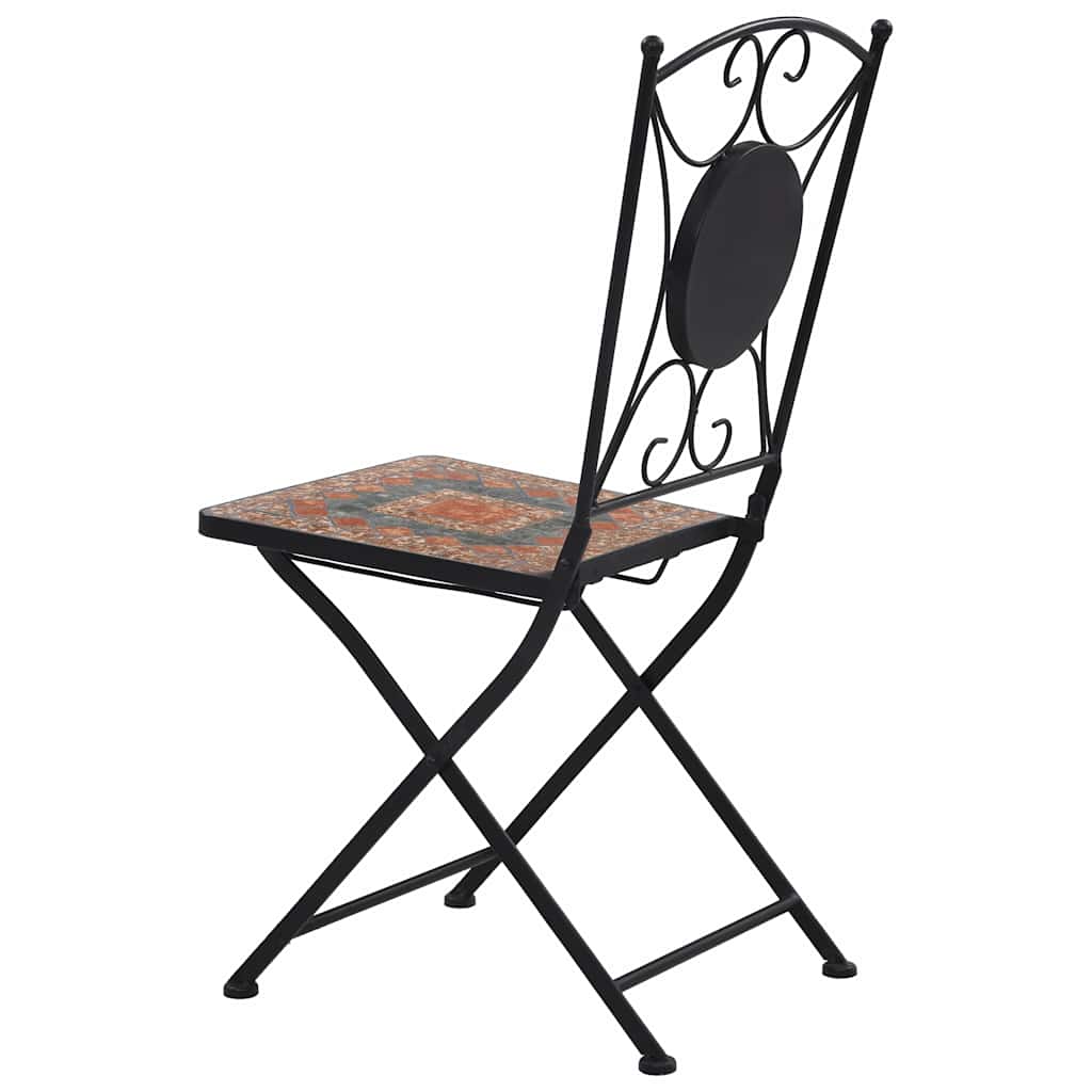 Mosaic Tile Bistro Chairs in Orange/Grey - 2 pcs
