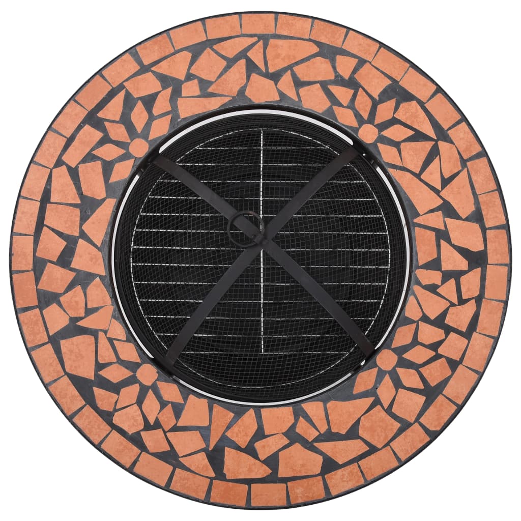 Ceramic Mosaic Fire Pit Table with Mid-Table
