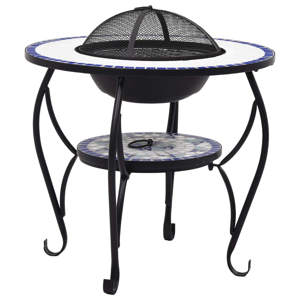 Ceramic Mosaic Fire Pit Table with Mid-Table