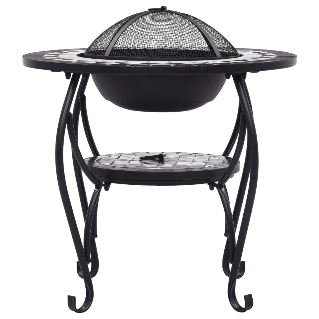 Ceramic Mosaic Fire Pit Table with Mid-Table