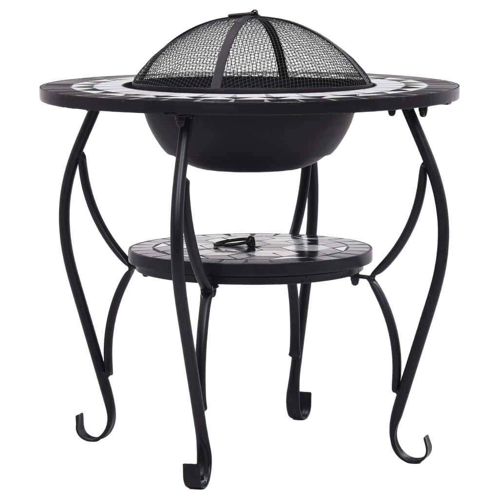 Ceramic Mosaic Fire Pit Table with Mid-Table