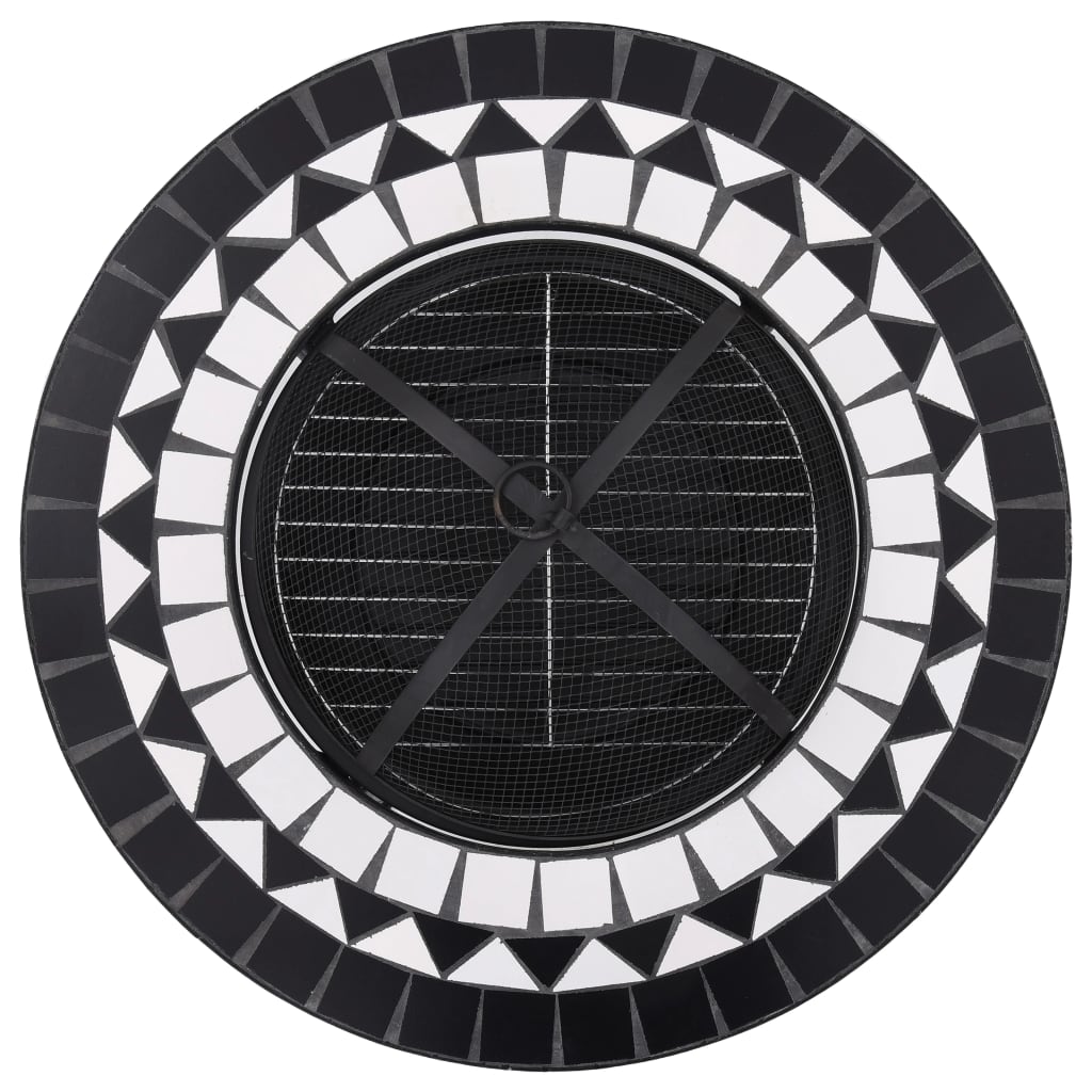 Ceramic Mosaic Fire Pit Table with Mid-Table