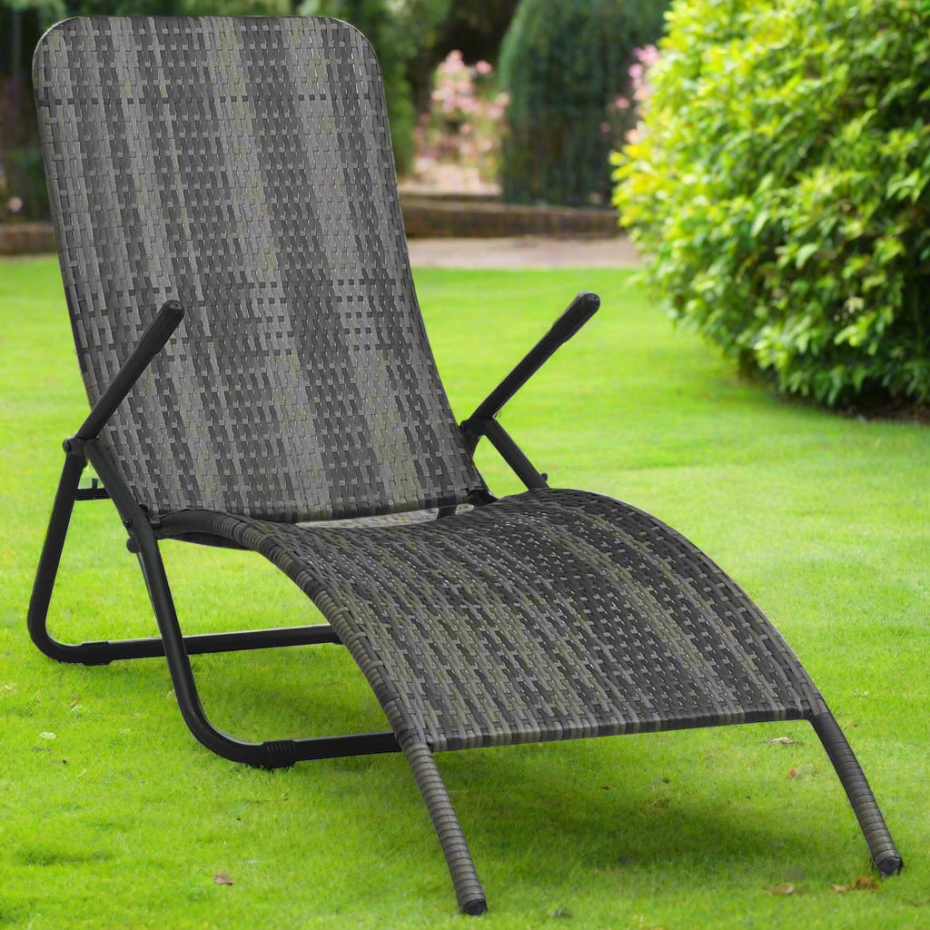 Folding Sun Lounger in Poly Rattan