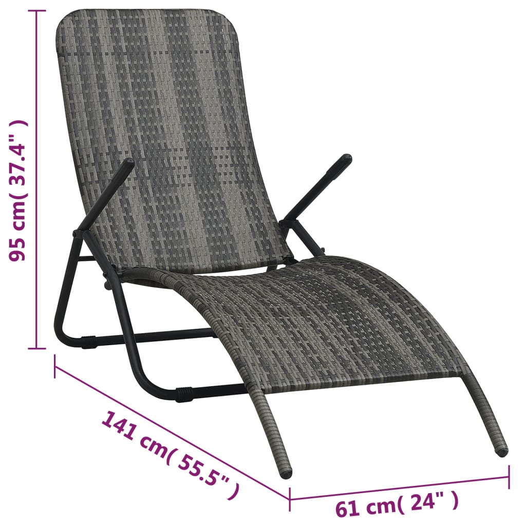 Folding Sun Lounger in Poly Rattan