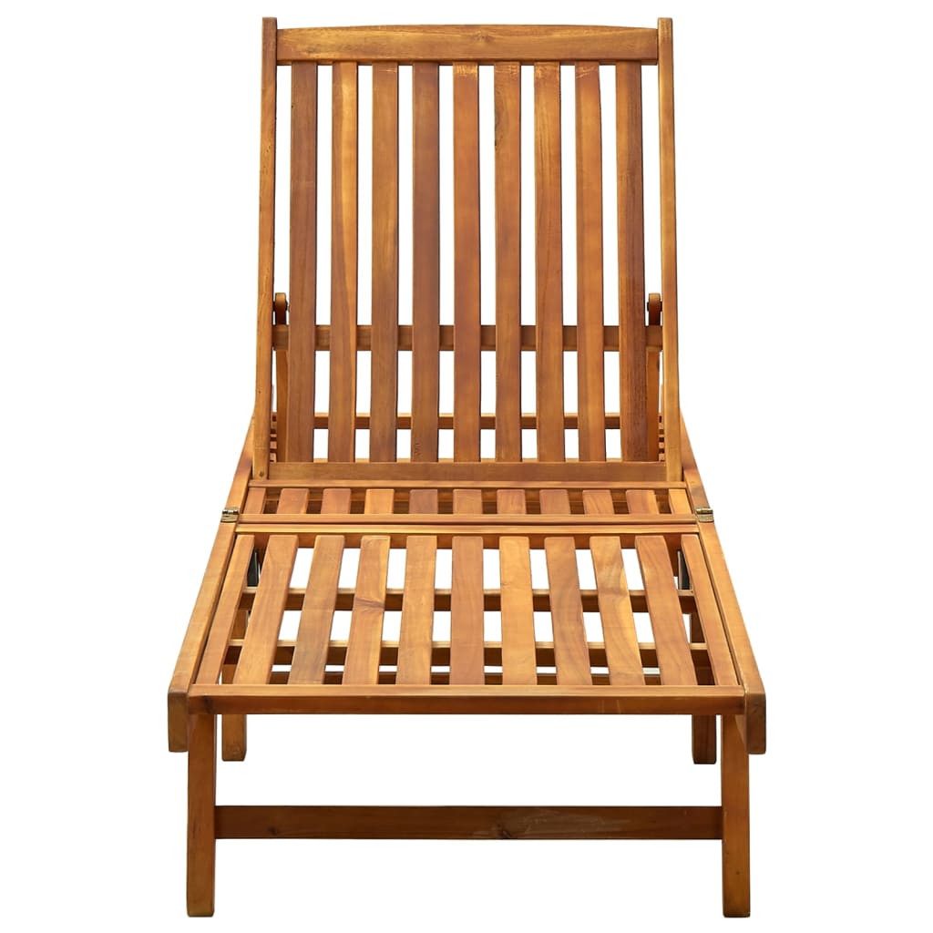 Solid Acacia Wood Sun Lounger with Wheels