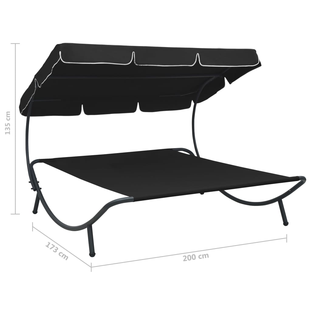 Outdoor Lounge Bed with Canopy