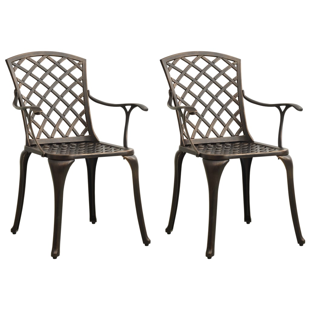 Crosshatch Garden Chairs in Cast Aluminium - 2 pcs