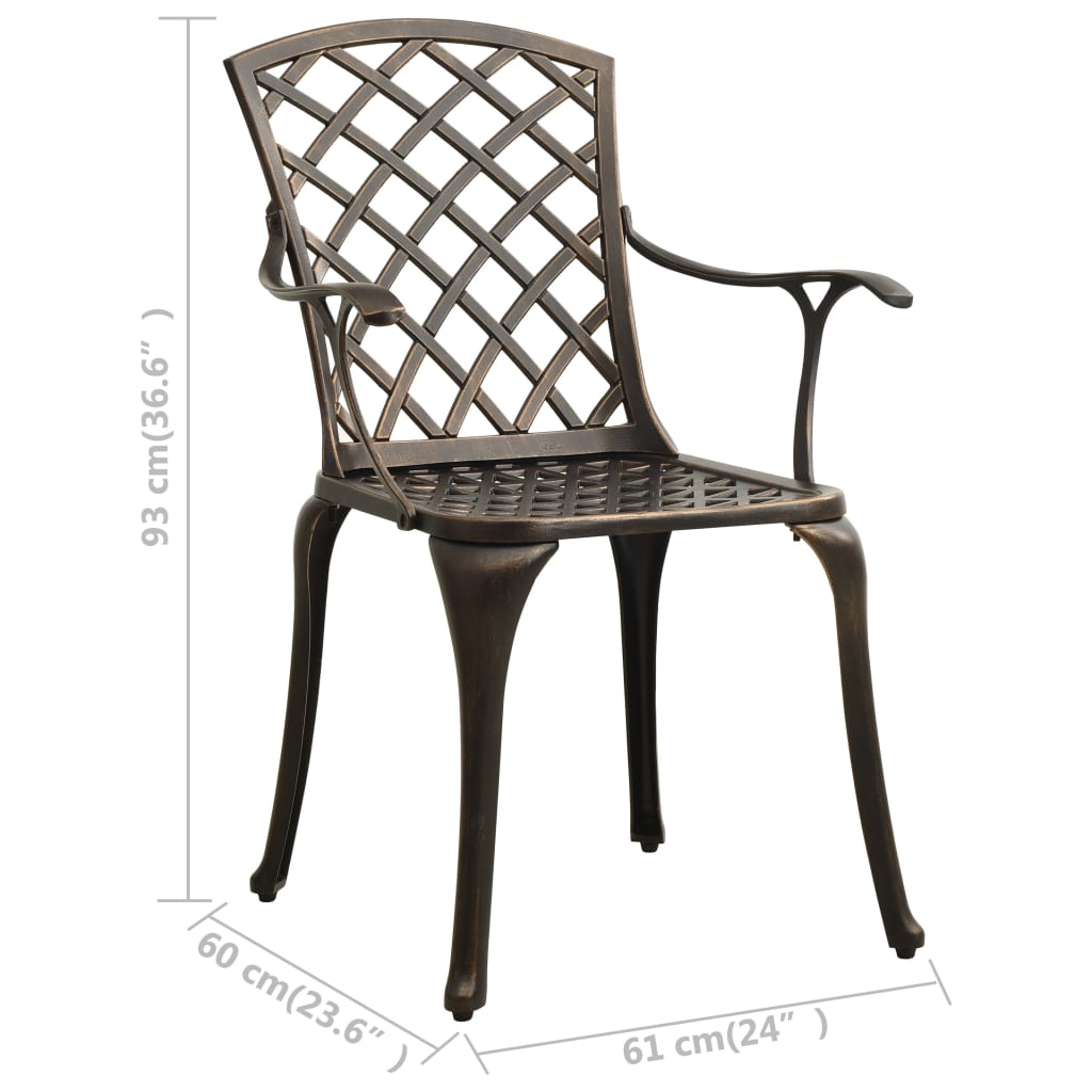 Crosshatch Garden Chairs in Cast Aluminium - 2 pcs