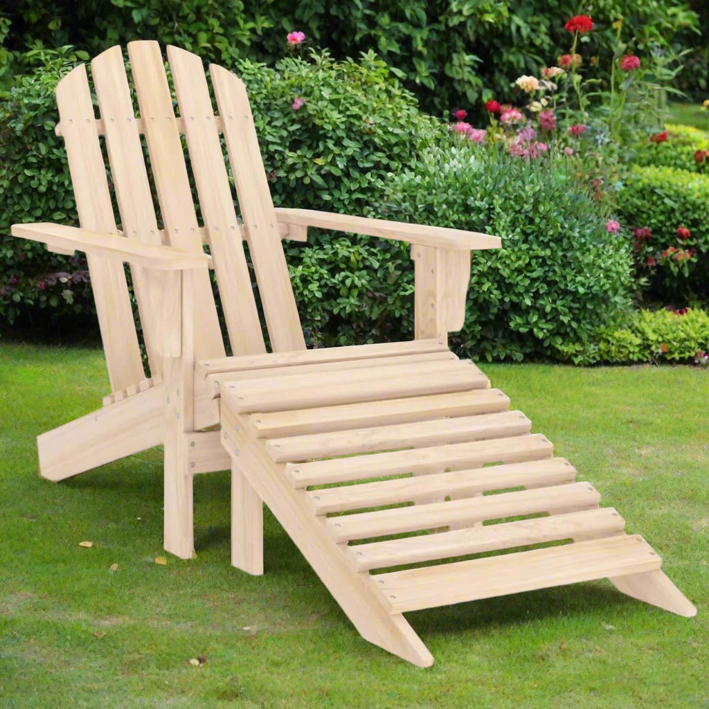 Solid Fir Adirondack Chair with Ottoman