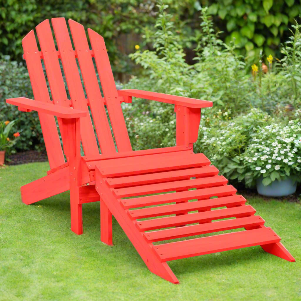 Solid Fir Adirondack Chair with Ottoman