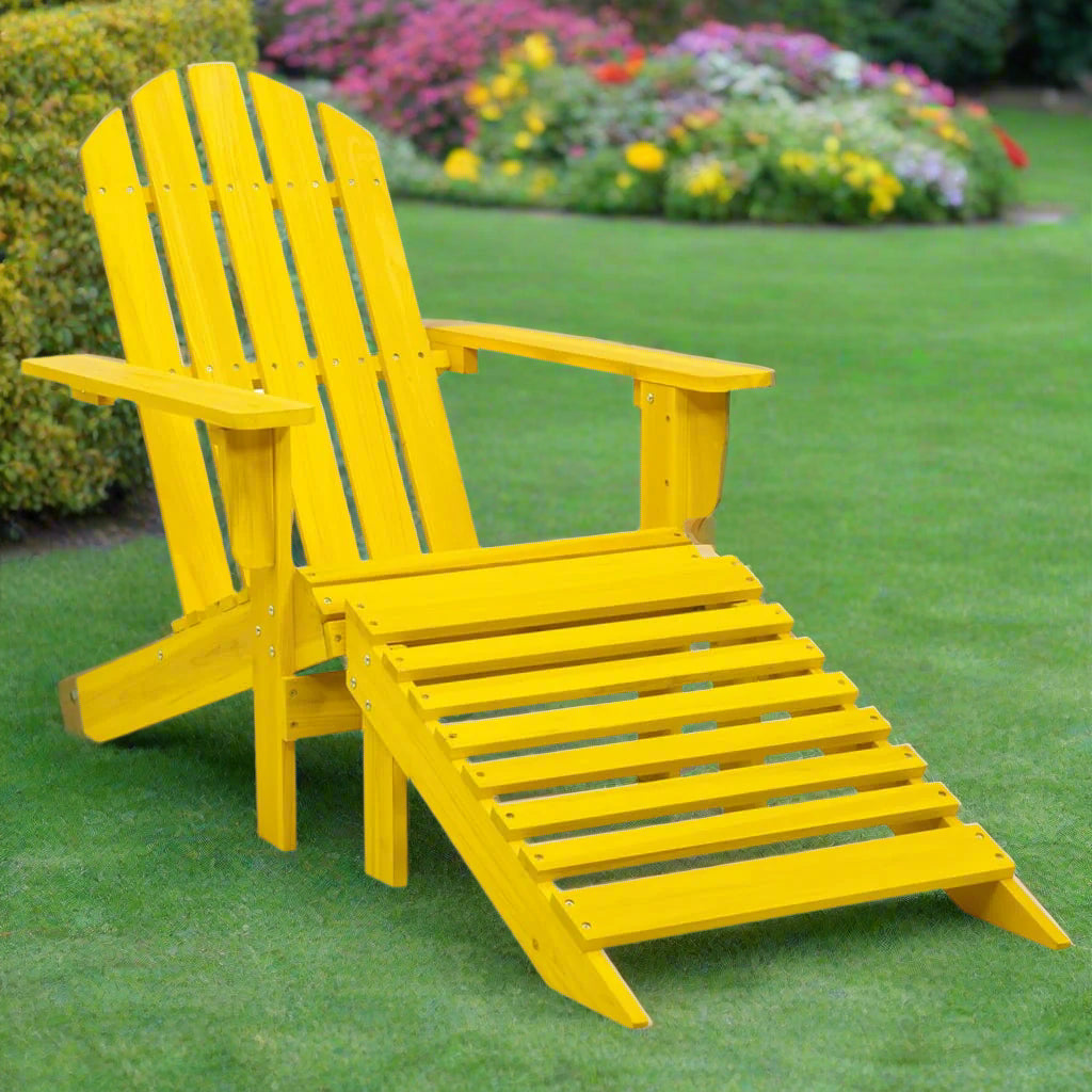 Solid Fir Adirondack Chair with Ottoman