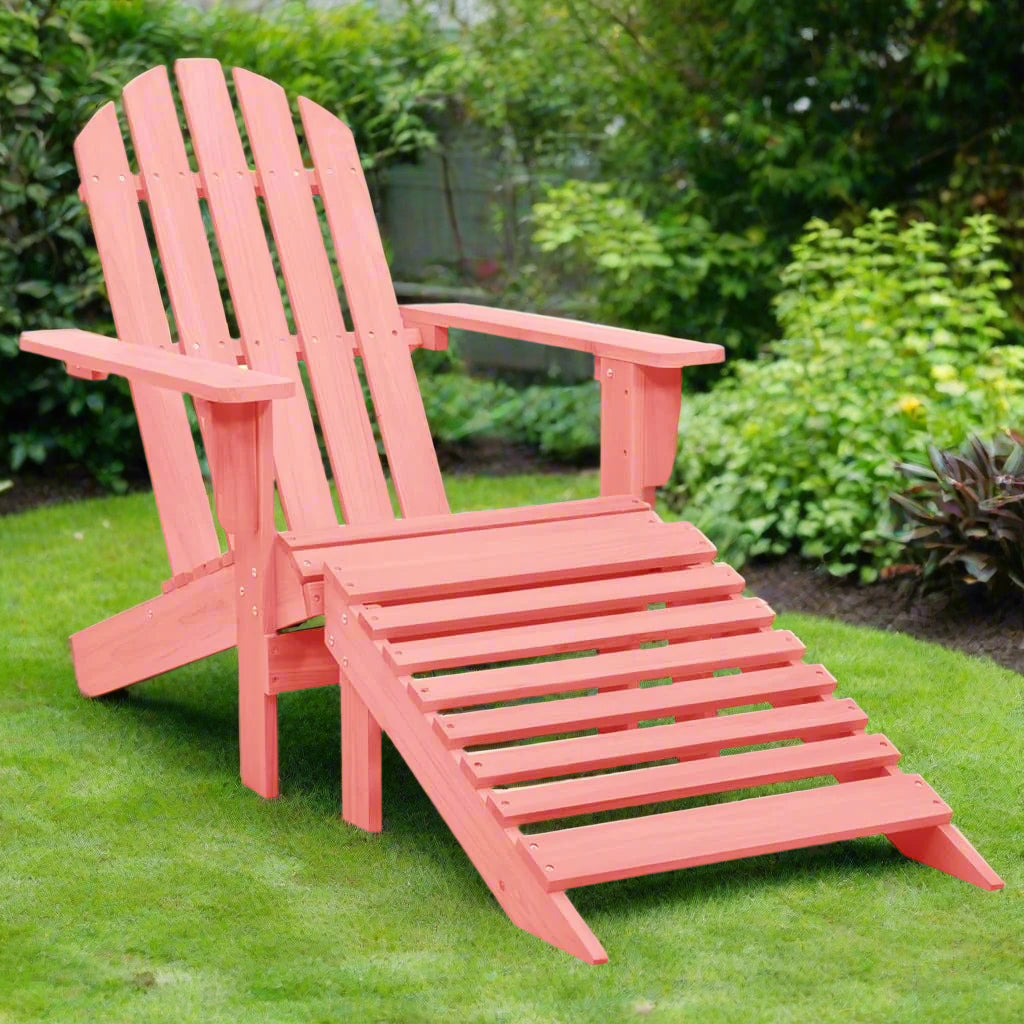 Solid Fir Adirondack Chair with Ottoman