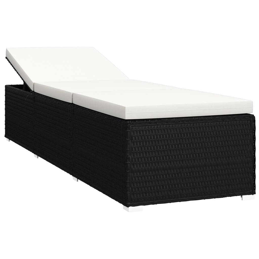 Rattan Sun Lounger with Cushion and Tea Table
