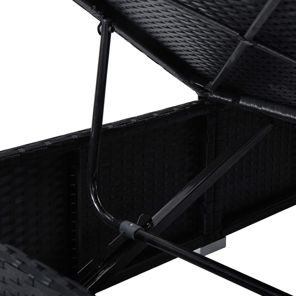 Rattan Sun Lounger with Cushion and Tea Table