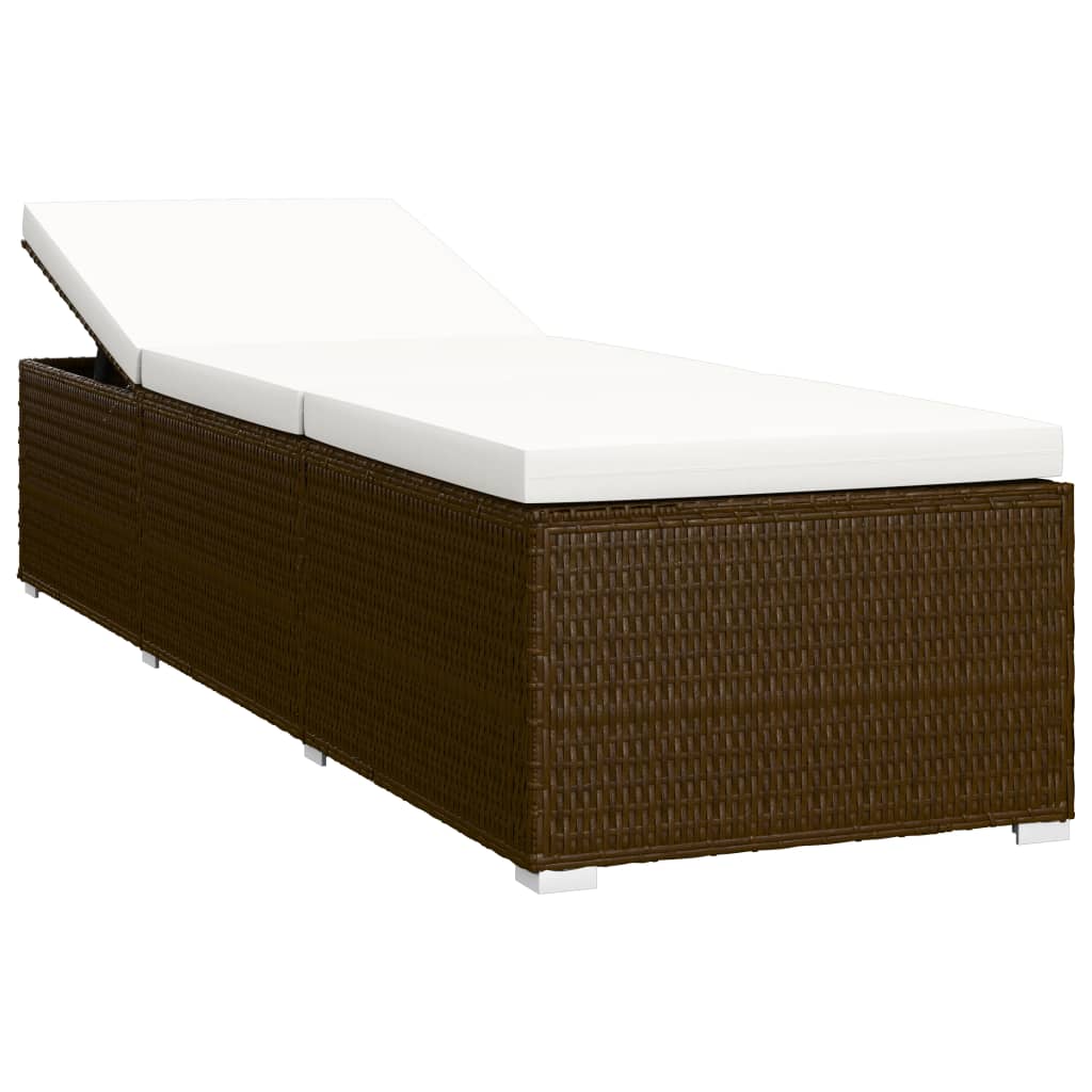 Rattan Sun Lounger with Cushion and Tea Table