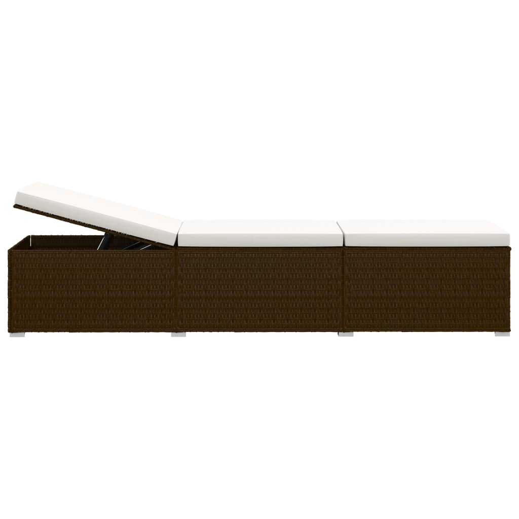 Rattan Sun Lounger with Cushion and Tea Table