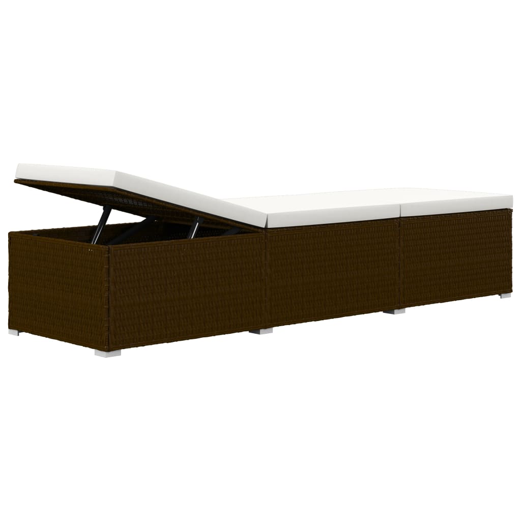 Rattan Sun Lounger with Cushion and Tea Table