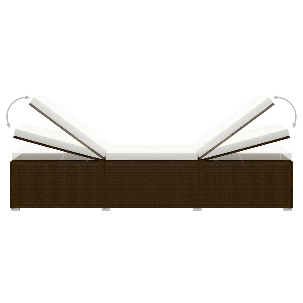 Rattan Sun Lounger with Cushion and Tea Table