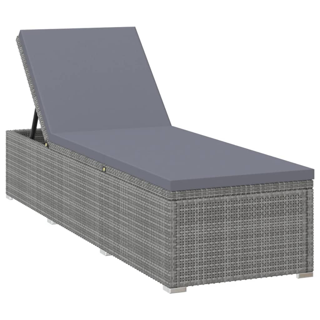 Rattan Sun Lounger with Cushion and Tea Table