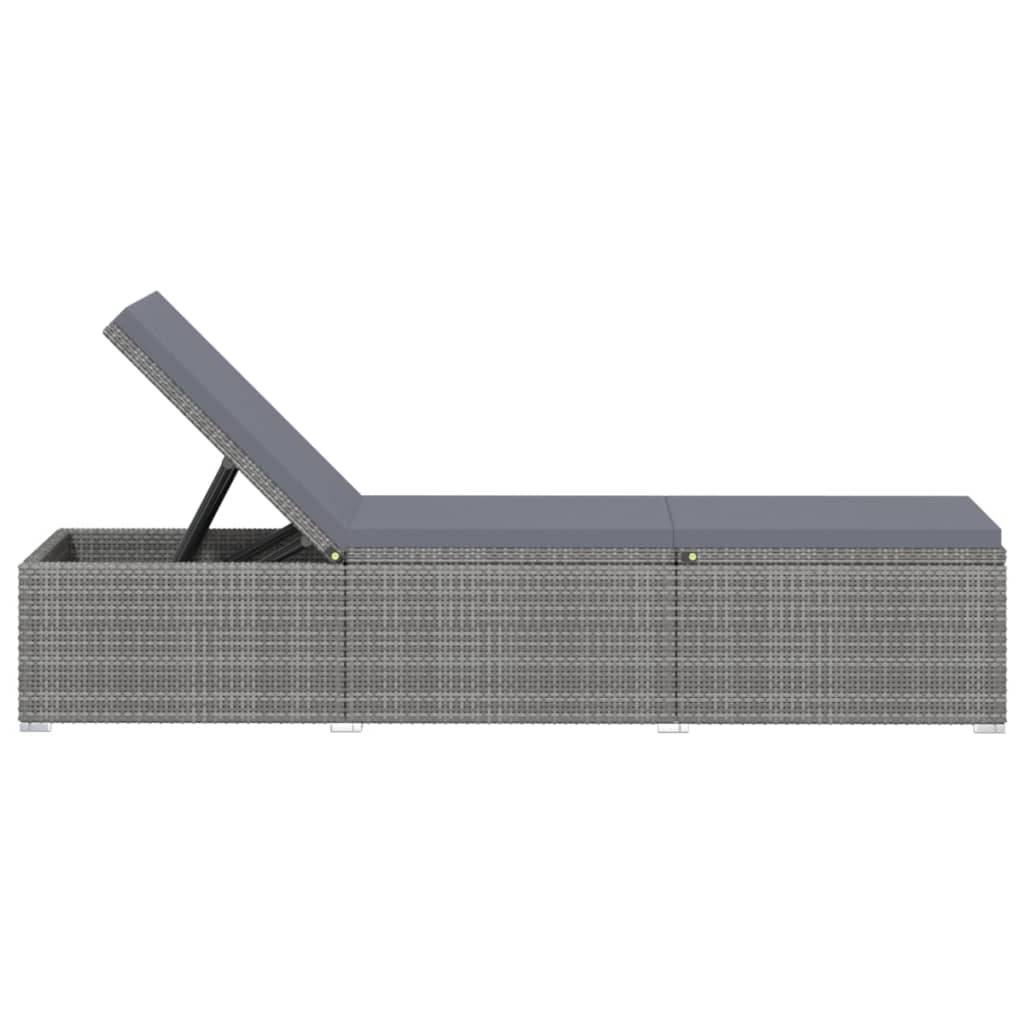 Rattan Sun Lounger with Cushion and Tea Table