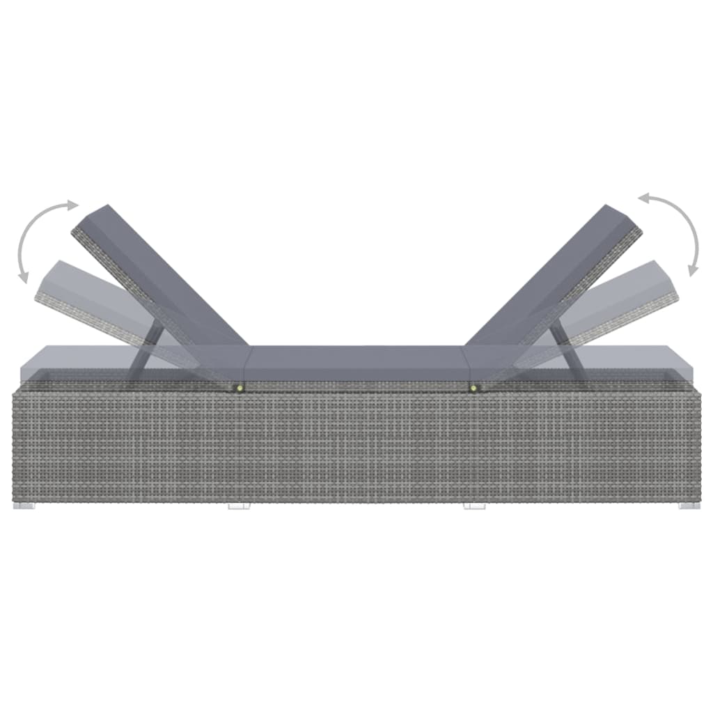 Rattan Sun Lounger with Cushion and Tea Table