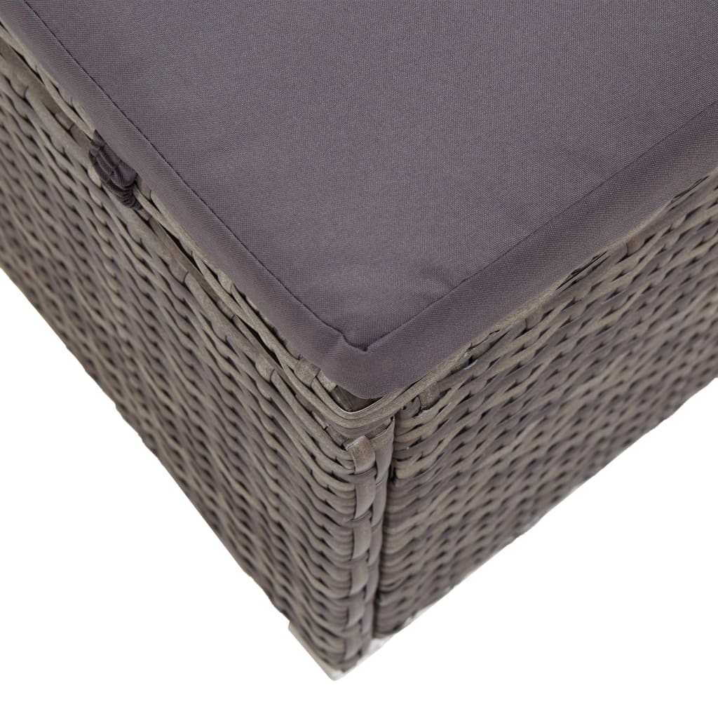 Sun Lounger with Canopy and Cushion in Poly Rattan