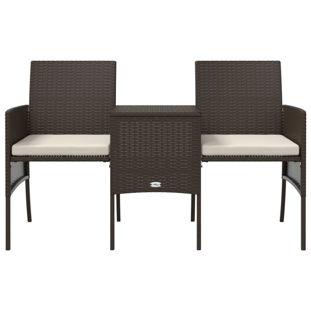 Rattan 2-Seater Garden Sofa with Table and Stools