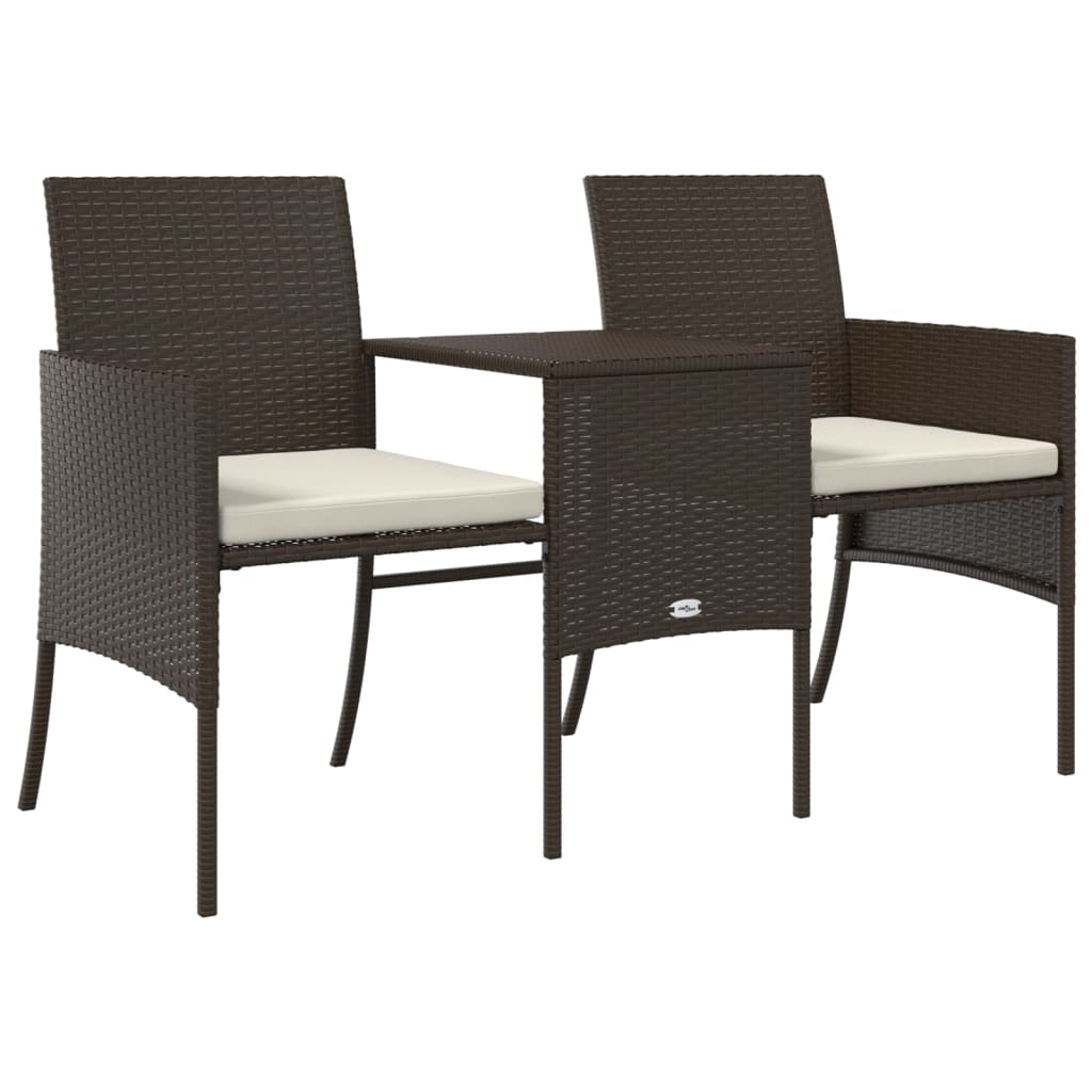 Rattan 2-Seater Garden Sofa with Table and Stools