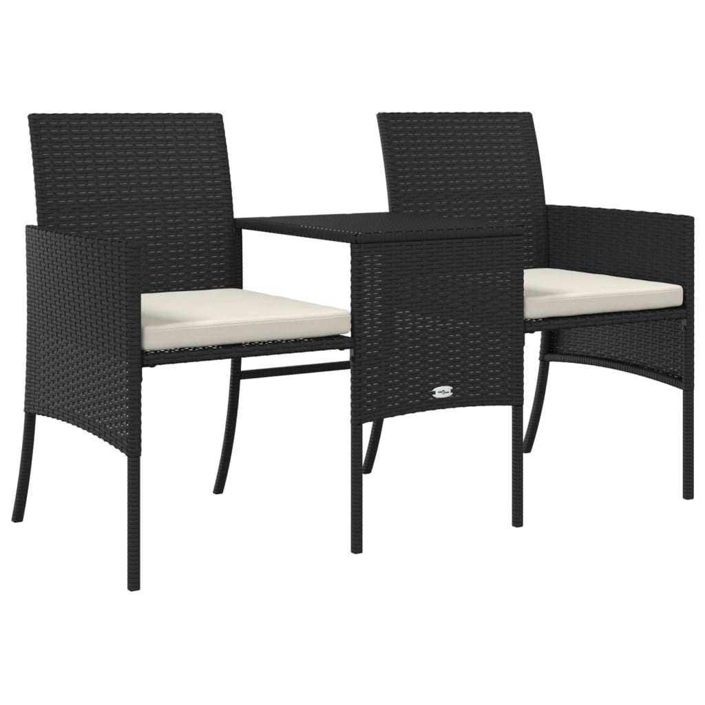 Rattan 2-Seater Garden Sofa with Table and Stools