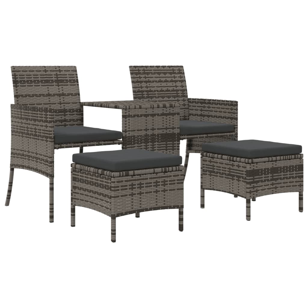 Rattan 2-Seater Garden Sofa with Table and Stools
