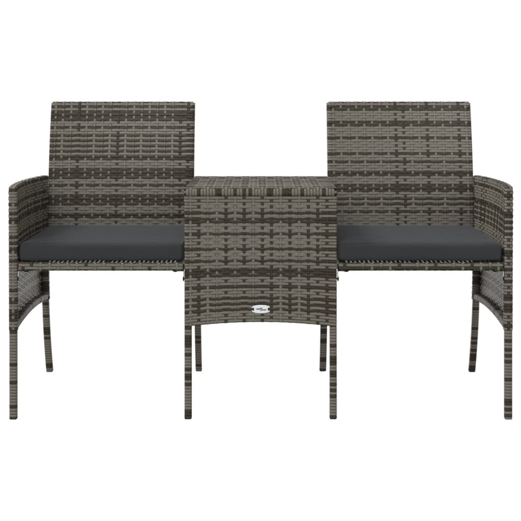 Rattan 2-Seater Garden Sofa with Table and Stools