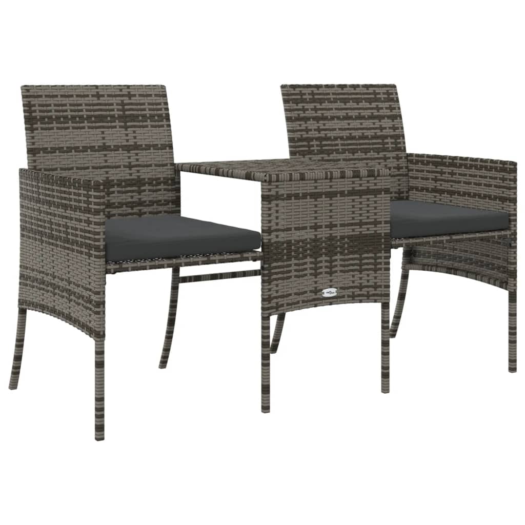 Rattan 2-Seater Garden Sofa with Table and Stools