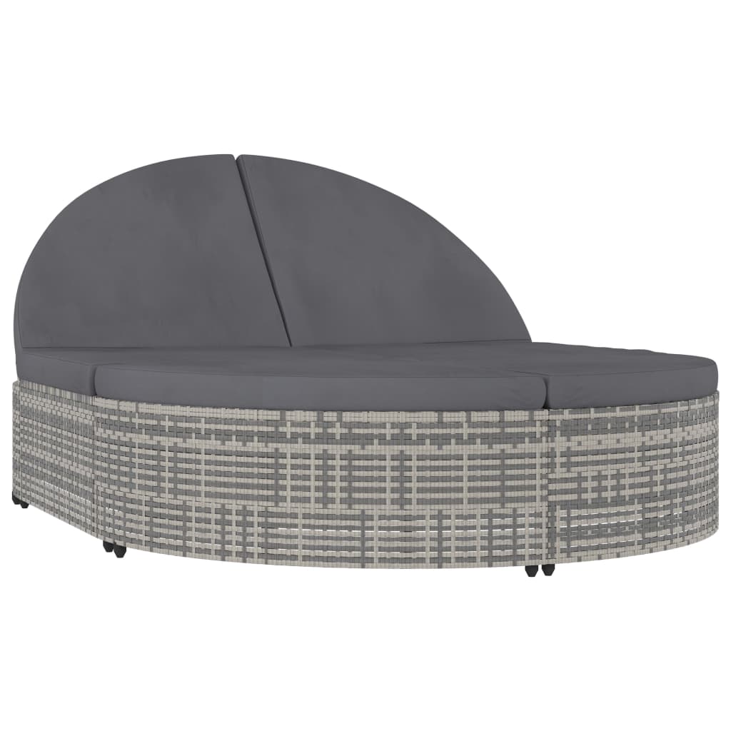 2-Person Rattan Sun Lounger with Cushions