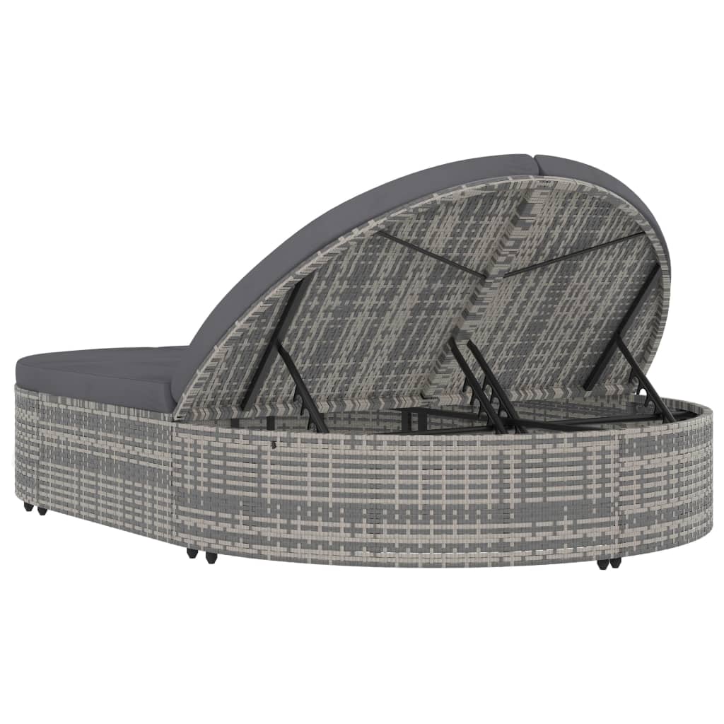 2-Person Rattan Sun Lounger with Cushions