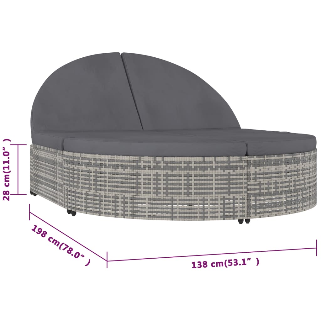 2-Person Rattan Sun Lounger with Cushions